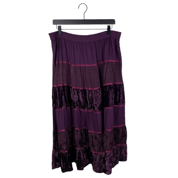 Vintage White Stag Purple Tiered Crushed Velvet Maxi Skirt Medium Whimsigoth Y2K - Picture 1 of 7